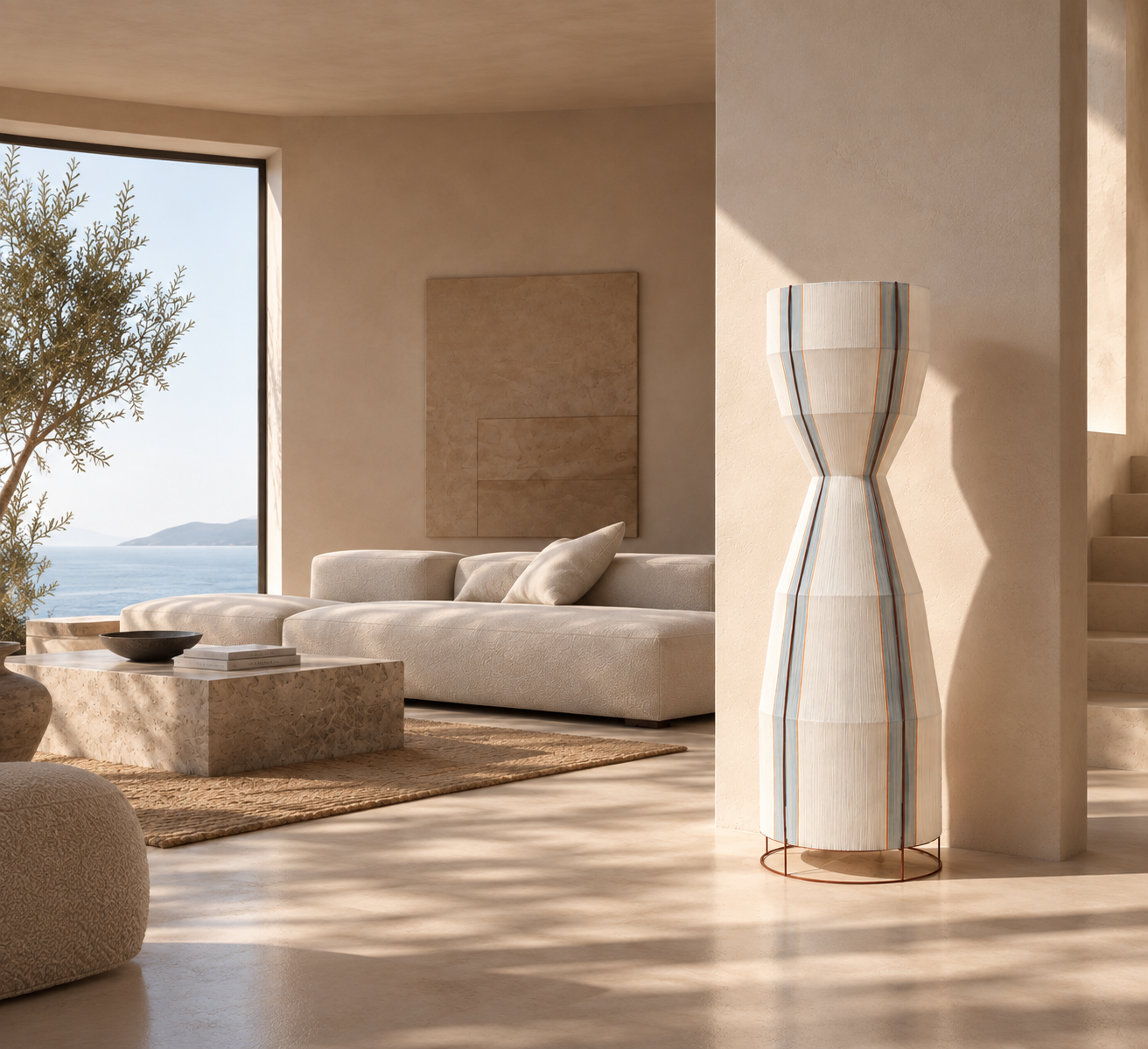 MORPHE sculptural floor lamp by HOMMETRY in a minimal interior