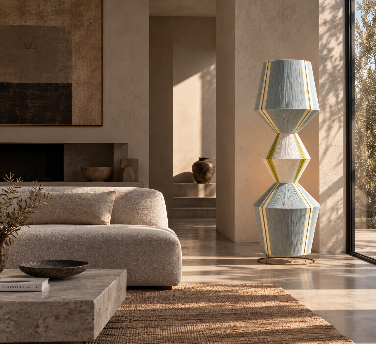 SYNDESIS sculptural floor lamp in a contemporary living space