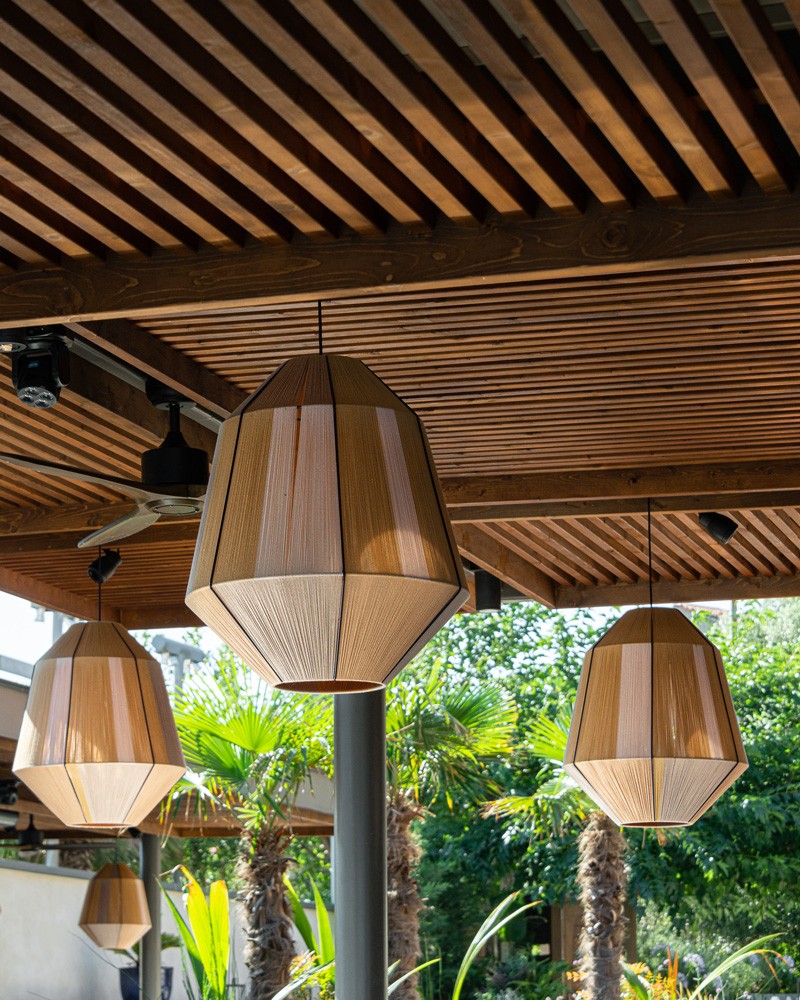 Hommetry lamps, beach bar